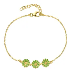 Marguerite hellgrünem Armband aus vergoldetem Sterlingsilber - Maggie