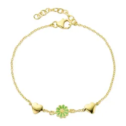 Herz Marguerite hellgrünem Armband aus vergoldetem Sterlingsilber - Maggie