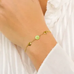 Herz Marguerite hellgrünem Armband aus vergoldetem Sterlingsilber - Maggie