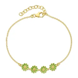 Marguerite hellgrünem Armband aus vergoldetem Sterlingsilber - Maggie