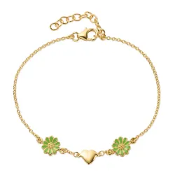 Herz Marguerite hellgrünem Armband aus vergoldetem Sterlingsilber - Maggie