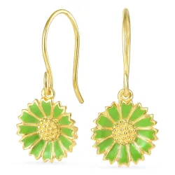 11,5 mm Marguerite hellgrünem Ohrringe in vergoldetem Sterlingsilber - Marie