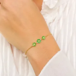 Marguerite dunkelgrünem Armband aus vergoldetem Sterlingsilber - Maggie