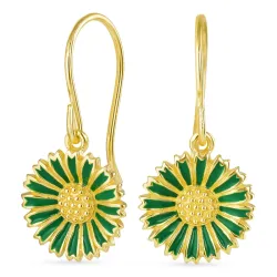 12 mm Marguerite dunkelgrünen Ohrringe in vergoldetem Silber - Marie