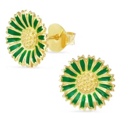 11,5 mm Marguerite dunkelgrünen Ohrringe in vergoldetem Sterlingsilber - Marie