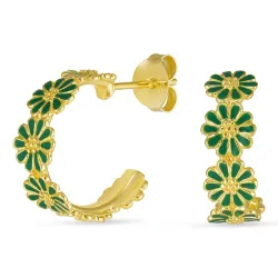 Marguerite dunkelgrünen Ohrringe in vergoldetem Sterlingsilber - Maggie