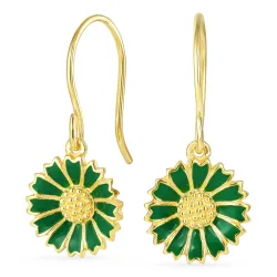 11 mm Marguerite dunkelgrünen Ohrringe in vergoldetem Silber - Marie