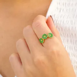 Marguerite dunkelgrünem Ring aus vergoldetem Sterlingsilber - Matilda