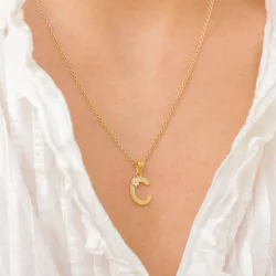 buchstab c Anhänger aus vergoldetem Sterlingsilber