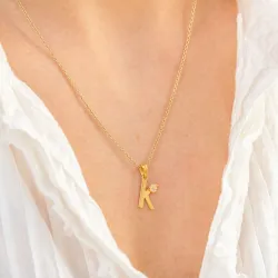 buchstab k Anhänger aus vergoldetem Sterlingsilber