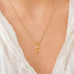 buchstab p Anhänger aus vergoldetem Sterlingsilber