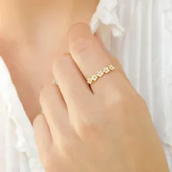 Marguerite weißem Ring aus vergoldetem Sterlingsilber - Majse