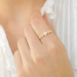 Marguerite weißem Ring aus vergoldetem Sterlingsilber - Majse