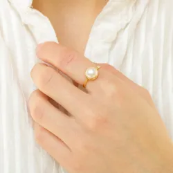 Perle Ring aus vergoldetem Sterlingsilber