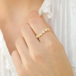 Marguerite weißem Ring aus vergoldetem Sterlingsilber - Majse