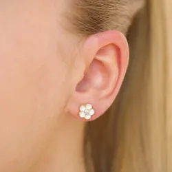 8,5 mm Marguerite Zirkon Ohrstecker in vergoldetem Silber - Majse
