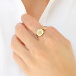 10 mm Marguerite Ring aus vergoldetem Sterlingsilber - Marie