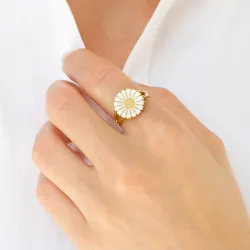 14 mm Marguerite Ring aus vergoldetem Sterlingsilber - Marie