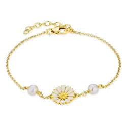 Marguerite Perle Armband aus vergoldetem Sterlingsilber