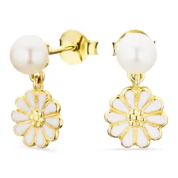 Marguerite Perle Ohrringe in vergoldetem Silber