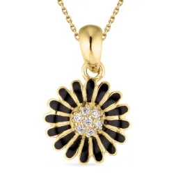 11 mm Marguerite Zirkon Anhänger mit Halskette aus vergoldetem Sterlingsilber - Matilda