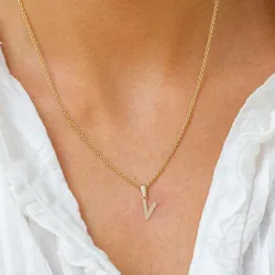 buchstab v Anhänger aus 8 Karat Gold - My Letter