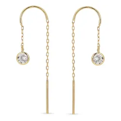 lange Zirkon ketten ohrringe in 8 Karat Gold - Gold Collection