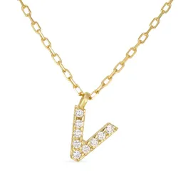 buchstab v Zirkon Halskette mit Anhänger aus 8 Karat Gold - My Letter