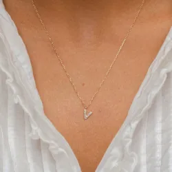 buchstab v Zirkon Halskette mit Anhänger aus 8 Karat Gold - My Letter