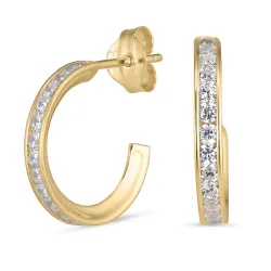 13 mm Halbkreolen in 8 Karat Gold mit Zirkon - Gold Collection