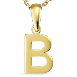 buchstab b Halskette aus vergoldetem Sterlingsilber und Anhänger aus 8 Karat Gold - My Letter