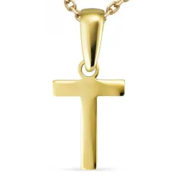 buchstab t Halskette aus vergoldetem Sterlingsilber und Anhänger aus 8 Karat Gold - My Letter