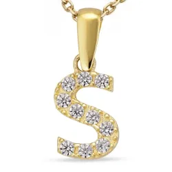 buchstab s Zirkon Halskette aus vergoldetem Sterlingsilber und Anhänger aus 8 Karat Gold - My Letter
