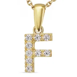 buchstab f Zirkon Halskette aus vergoldetem Sterlingsilber und Anhänger aus 8 Karat Gold - My Letter
