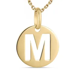 buchstab m Halskette aus vergoldetem Sterlingsilber und Anhänger aus 8 Karat Gold - My Letter