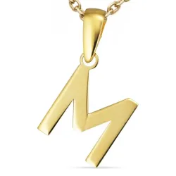 buchstab m Halskette aus vergoldetem Sterlingsilber und Anhänger aus 8 Karat Gold - My Letter