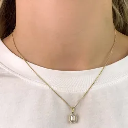 viereckigem Zirkon Anhänger aus 9 Karat Gold - Gold Collection