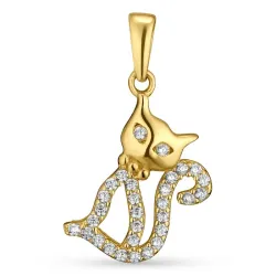 Katzen Zirkon Anhänger aus 9 Karat Gold - Gold Collection