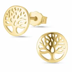 runden Lebensbaum Ohrstecker in 8 Karat Gold - Gold Collection