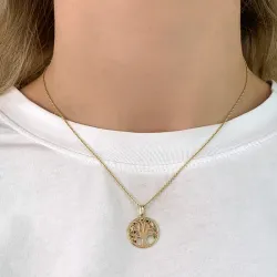 16 mm Lebensbaum Zirkon Anhänger aus 8 Karat Gold - Gold Collection