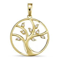 15 mm Lebensbaum Zirkon Anhänger aus 8 Karat Gold - Gold Collection