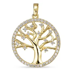 18 mm Lebensbaum Zirkon Anhänger aus 8 Karat Gold - Gold Collection