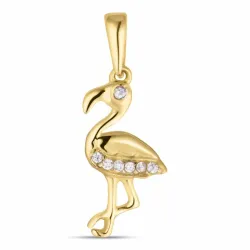 Flamingo Zirkon Anhänger aus 8 Karat Gold