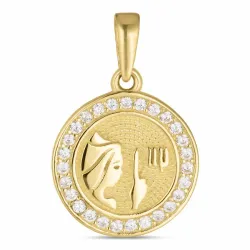 sternzeich jungfrau Zirkon Anhänger aus 8 Karat Gold - Gold Collection