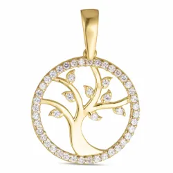 16 mm Lebensbaum Zirkon Anhänger aus 8 Karat Gold - Gold Collection