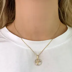 16 mm Lebensbaum Zirkon Anhänger aus 8 Karat Gold - Gold Collection