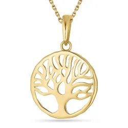 12 mm Lebensbaum Halskette aus vergoldetem Sterlingsilber und Anhänger aus 8 Karat Gold - Gold Collection