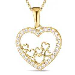 Herz Halskette aus vergoldetem Sterlingsilber und Anhänger aus 8 Karat Gold - Gold Collection