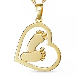 Herz Halskette aus vergoldetem Sterlingsilber und Anhänger aus 8 Karat Gold - Gold Collection