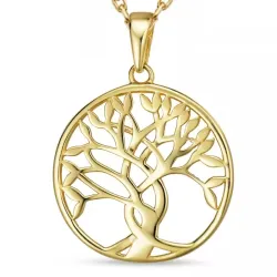 17 mm Lebensbaum Halskette aus vergoldetem Sterlingsilber und Anhänger aus 8 Karat Gold - Gold Collection